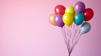 Colorful Balloons Bunch Pink Background Party Decor