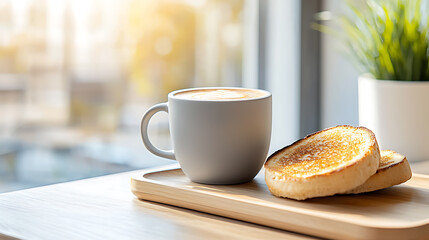 Savoring morning coffee and toast cozy breakfast nook food photography relaxing atmosphere close-up view comfort and warmth
