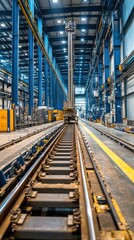 Obraz premium Exploring the Intersection of Automation and Robotics in a Modern Manufacturing Industrial Facility