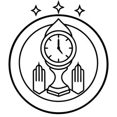 Islamic Prayer Clock Line Art Vector