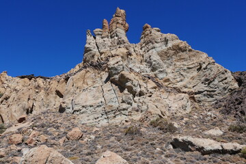 Fels an der Felsformation Roques de García im Hochland Las Cañadas auf Teneriffa