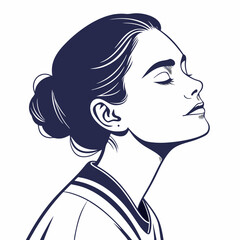 Stylish woman with an updo hairstyle and closed eyes isolated on white background