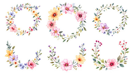 set of colorful flowers