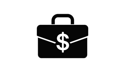 Black and white briefcase icon, a symbol of professionalism business acumen classic