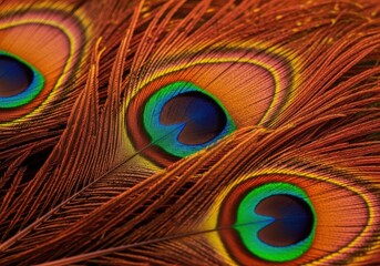 Obraz premium Intricate details of peacock feathers showcasing iridescent color spectrum