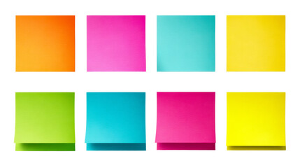 Colorful sticky notes in a grid for office organization