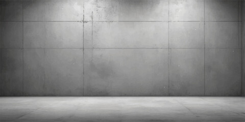 Concrete interior with textured wall and floor in dark grunge style
