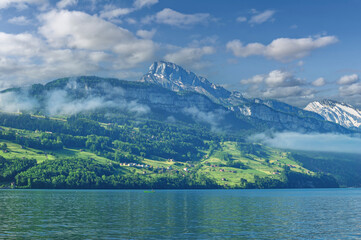 beautiful Landscape at Lake Lucerne in the morning,Lucerne Canton,Switzerland