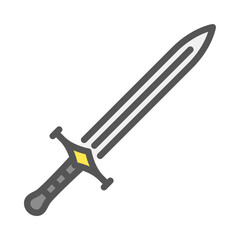 Sword filled outline icon. combat weapon color line illustration.