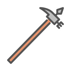 War Hammer filled outline icon. combat weapon color line illustration.