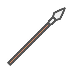 Spear filled outline icon. combat weapon color line illustration.