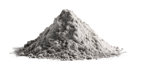 Processing grey powder material in industrial view high-quality isolated on transparent background, png