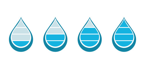 Water level blue water drop symbol logo icon