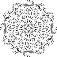 Mandala, square background design, lace ornament in oriental style.Ornate floral circle.