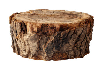 Wooden log slice displayed on natural element environment isolated on transparent background, png