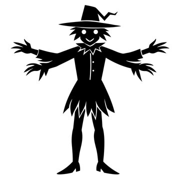Black scarecrow silhouette with pointed hat vector