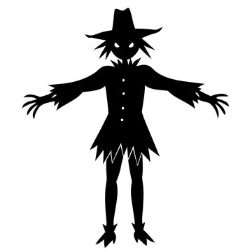 Black scarecrow silhouette with pointed hat vector