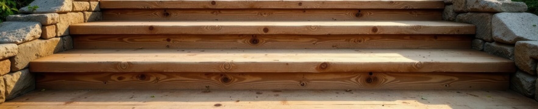 Rustic wooden steps, aged brown planks Creamy risers , aged, stairs, cream