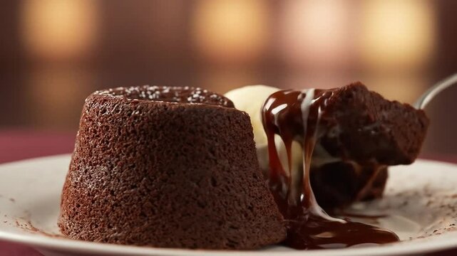 Petit gateau - Close-up of dessert detail &ndash; sweet texture and colorful elements with artistic finish