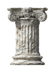 Historical architectural column ancient ruins classic design isolated on transparent background, png