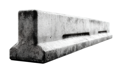 Concrete barrier installation process urban area industrial street view construction isolated on transparent background, png