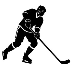 Obraz premium Hockey player black silhouette action white
