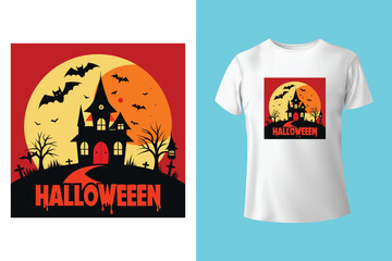halloween t shirt design template on transparent background