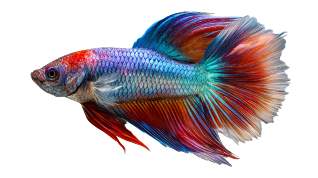 Colorful betta fish swimming gracefully in clear water