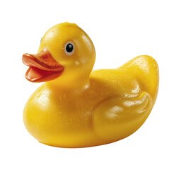 Playful rubber duck kids bath time toy fun isolated on transparent background, png