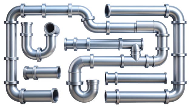 Intricate network of metal pipes, industrial infrastructure and engineering marvel