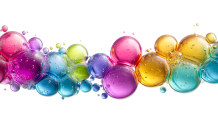Colorful cluster of bubbles with a transparent background