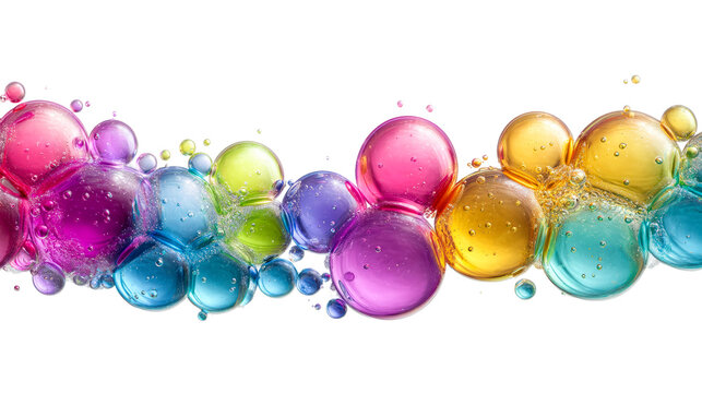 Colorful cluster of bubbles with a transparent background