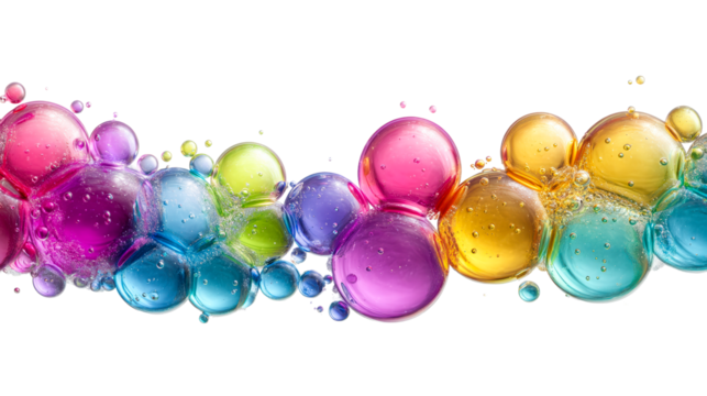 Colorful cluster of bubbles with a transparent background