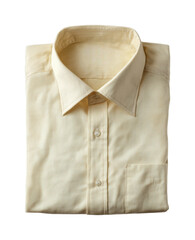 Folded beige dress shirt clothing product minimalist style view isolated on transparent background, png