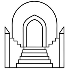 Islamic Gate with Steps Inside - Clean Line Art