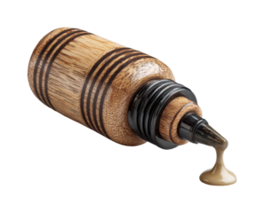 Pouring gourmet sauce from a unique wooden dispenser kitchen food isolated on transparent background, png