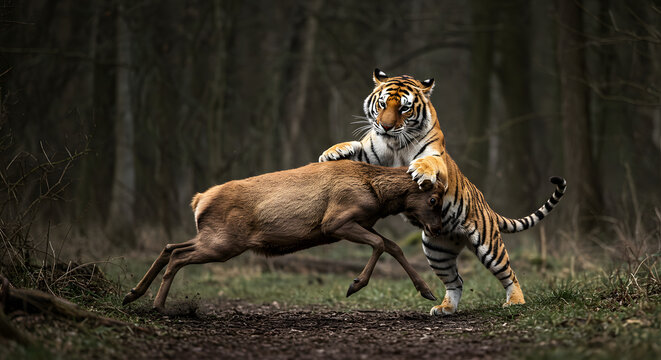 Tav Rgif Tiger Chasing Deer Gif
