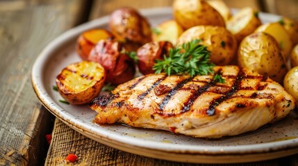 Grilled chicken breast with vegetable salad
