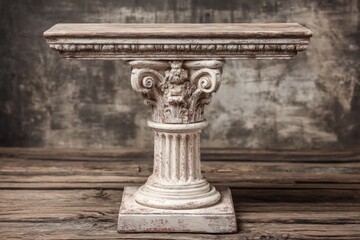 Obraz premium Elegant decorative console table with classical design elements in rustic setting