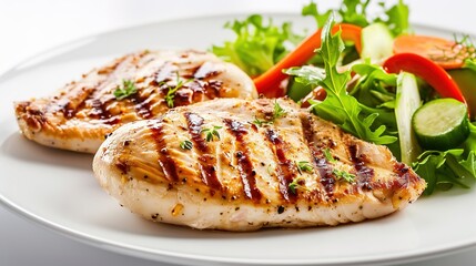 Grilled chicken breast with vegetable salad