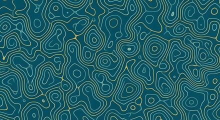 Fototapeta premium Luxury gold abstract line art background vector. Mountain topographic map background with golden lines texture