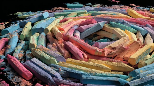 Colorful Crayons Pile Spiral Design