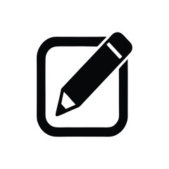 Edit Icon with Pencil in Rounded Square – Black Vector Symbol for Writing, Customization, and UI Design