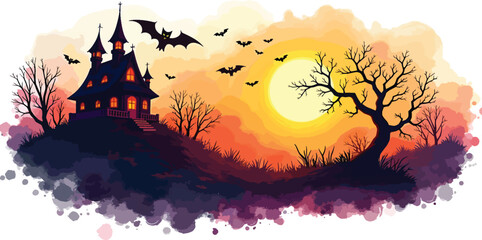 Halloween vector art in water color