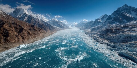 Aerial View The Flowing Water