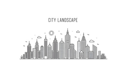 Obraz premium Modern City Skyline Minimalist Line Art Design