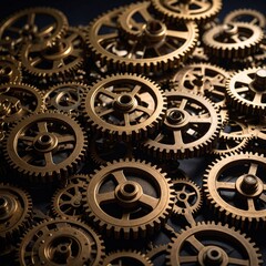 Golden gears close-up