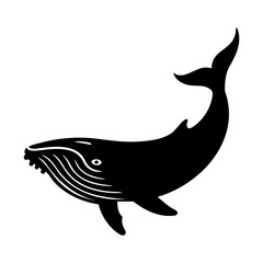 Whale silhouette swimming in the ocean