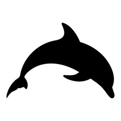 Dolphin silhouette in mid jump view