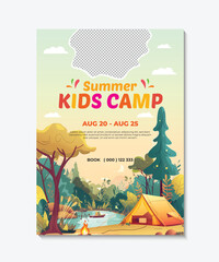 Summer Kids Day Camp Flyer with Games and Activities